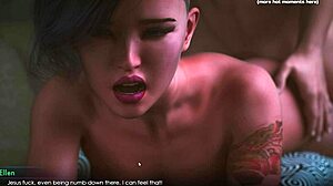 HD-video av en tatoverte jente som suger og får sin jomfru-rumpe knullet i et Hentai-spill