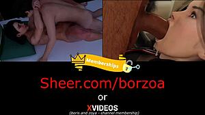 Animation 3D d'une adolescente rousse faisant une branlette et une fellation sur un bateau