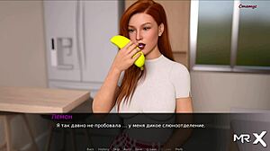 Аниме-девушка из Dusklightmanors наслаждается сессией поедания бананов