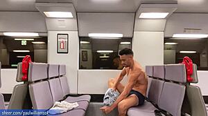 Athletic man flaunts his assets on a train ride