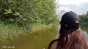 Amateur couple's outdoor adventure turns into a wild river sex session
